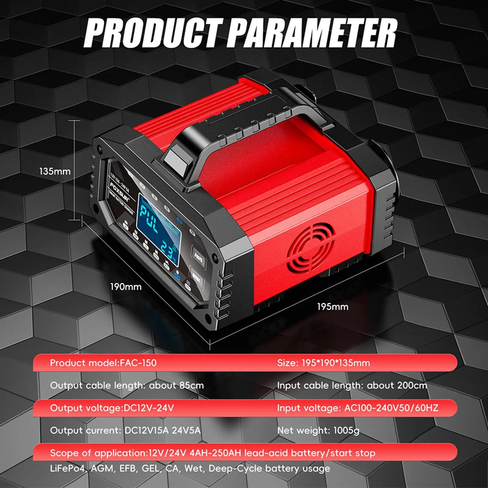 

Automatic Car Battery Charger 12V 24V Portable Jump Starter with Large LCD Screen for Vehicle Charging Station