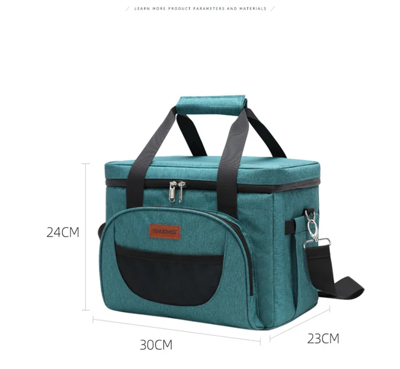 16/28L 40 Dosen Kühlerhandtasche mit Riemen, Picknicktasche, Isotherme-Isoliertasche für Eis, Bier, Mahlzeitenbehälter, Lunchtasche, DENUONISS – Detail 7