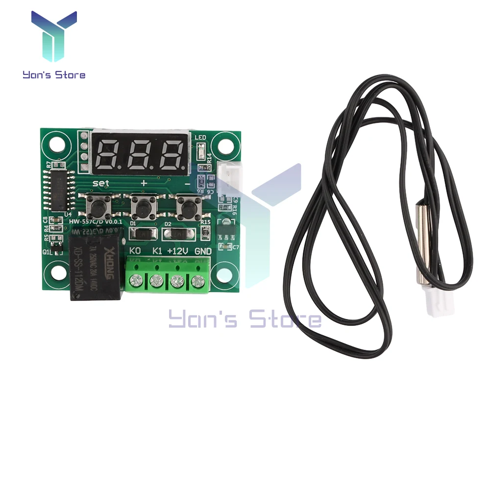 1Pcs W1209 Digital Thermostat High Precision Digital Display Temperature Controller Module Refrigeration Heating DC12V -55℃~120℃