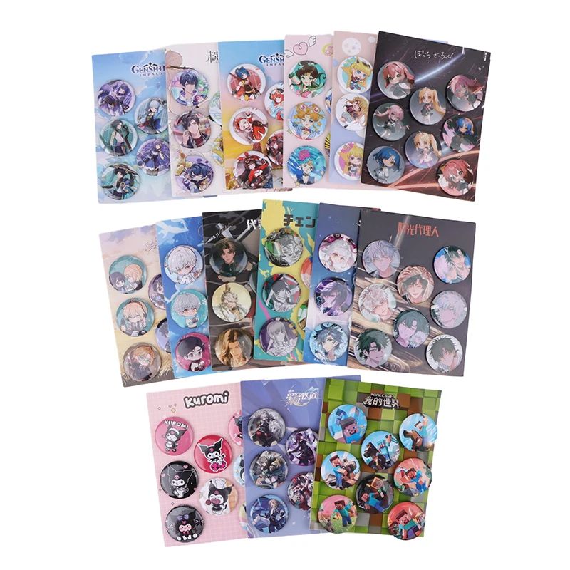 8 Pcs/Set Anime Tinning Tinplate Brooch Sanrio Backpack Badge Souvenir Clothing Gift For Friends