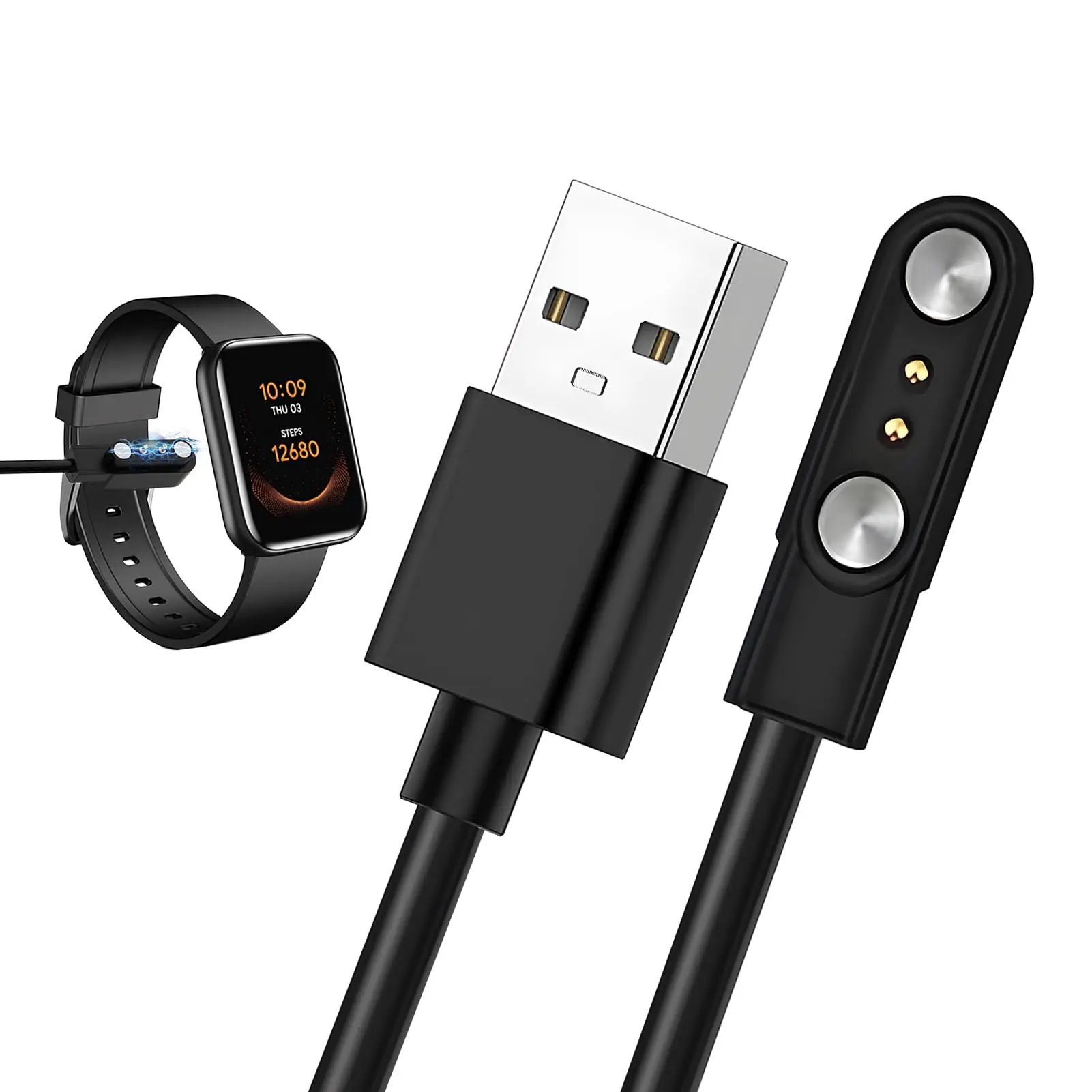 Câble de charge magnétique, chargeur USB universel pour montre intelligente, pour distances de 2/4 broches de 2,84/4/7,62 mm