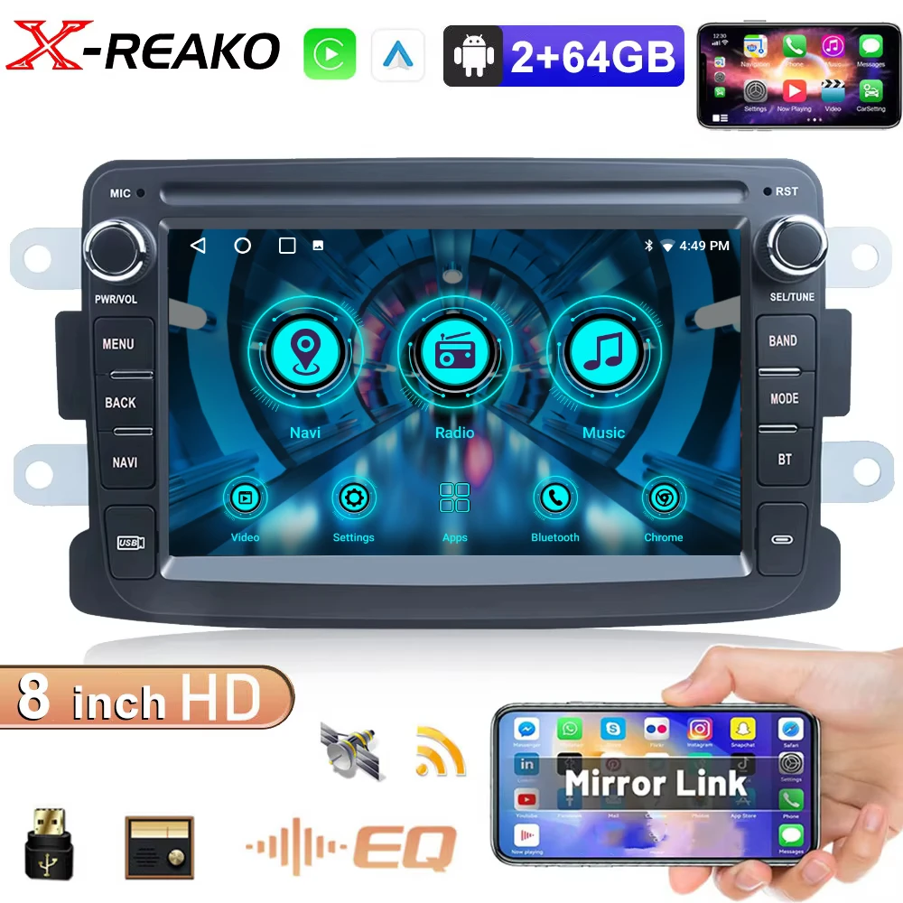 Car Radio For Renault Dacia Duster Logan Sandero Lodgy Multimedia CarPlay Android Autoradio BT 7 8 Inch Touch Screen DVD Player