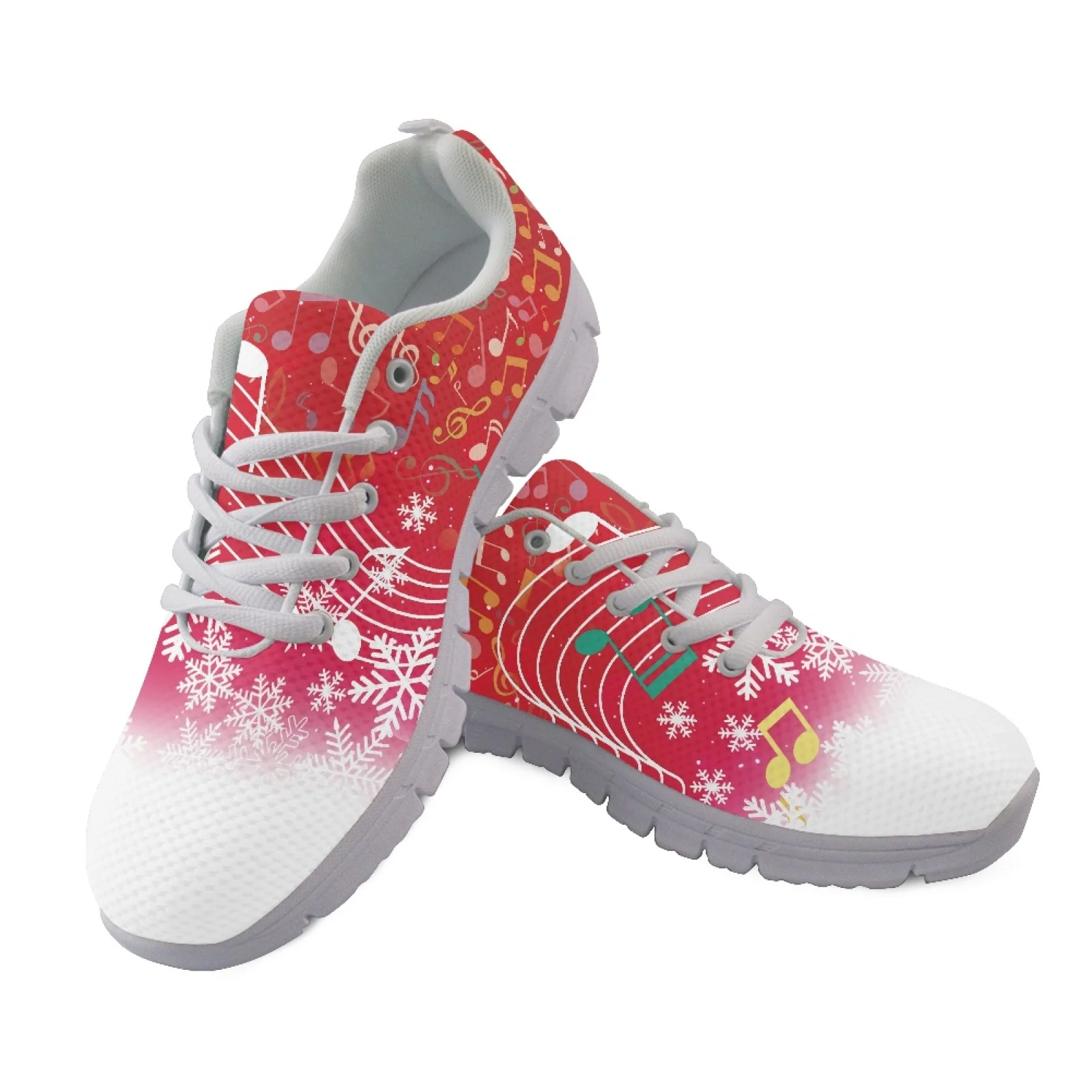 Coloranimal Music Note Snowflake Mesh & EVA Sole Walking Mesh Sneakers Breathable Running Walking Shoes for Women New Design