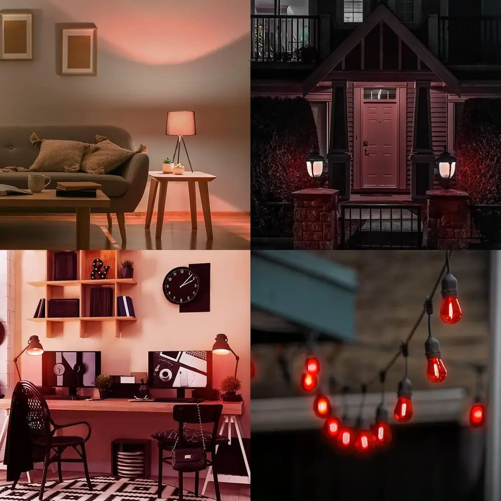 Pacote com 12 lâmpadas LED vermelhas de 0,5 W para luzes de corda externas/internas, base E26, ideais para decorações e feriados