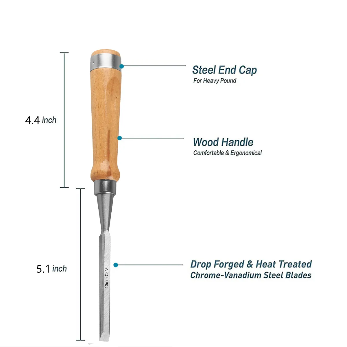 WOZOBUY Woodworking Chisel Set, 4 pcs Cr-V Wood Chisels Set, Professional Chisels for Carpenter, Christmas Gift for Man