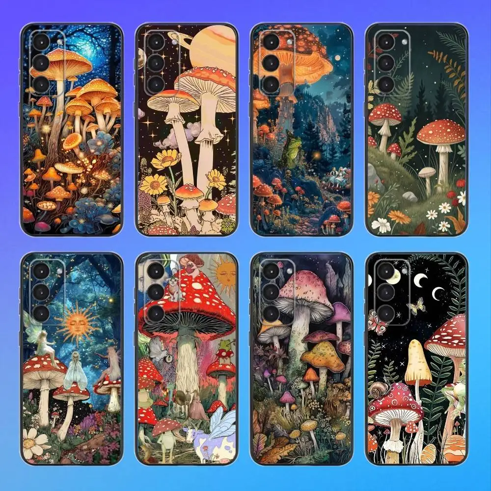 

Cute M-Mushroom Phone Case For Samsung A73,A72,A71,A70,A53,A52,A51 Black Soft Case