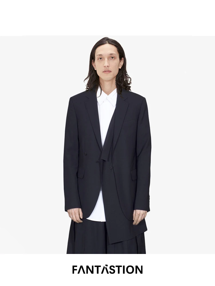 

FANTASTION Original design Multi-layered deconstruction Asymmetry Casual blazer Unisex suit jackets Single breasted blazers