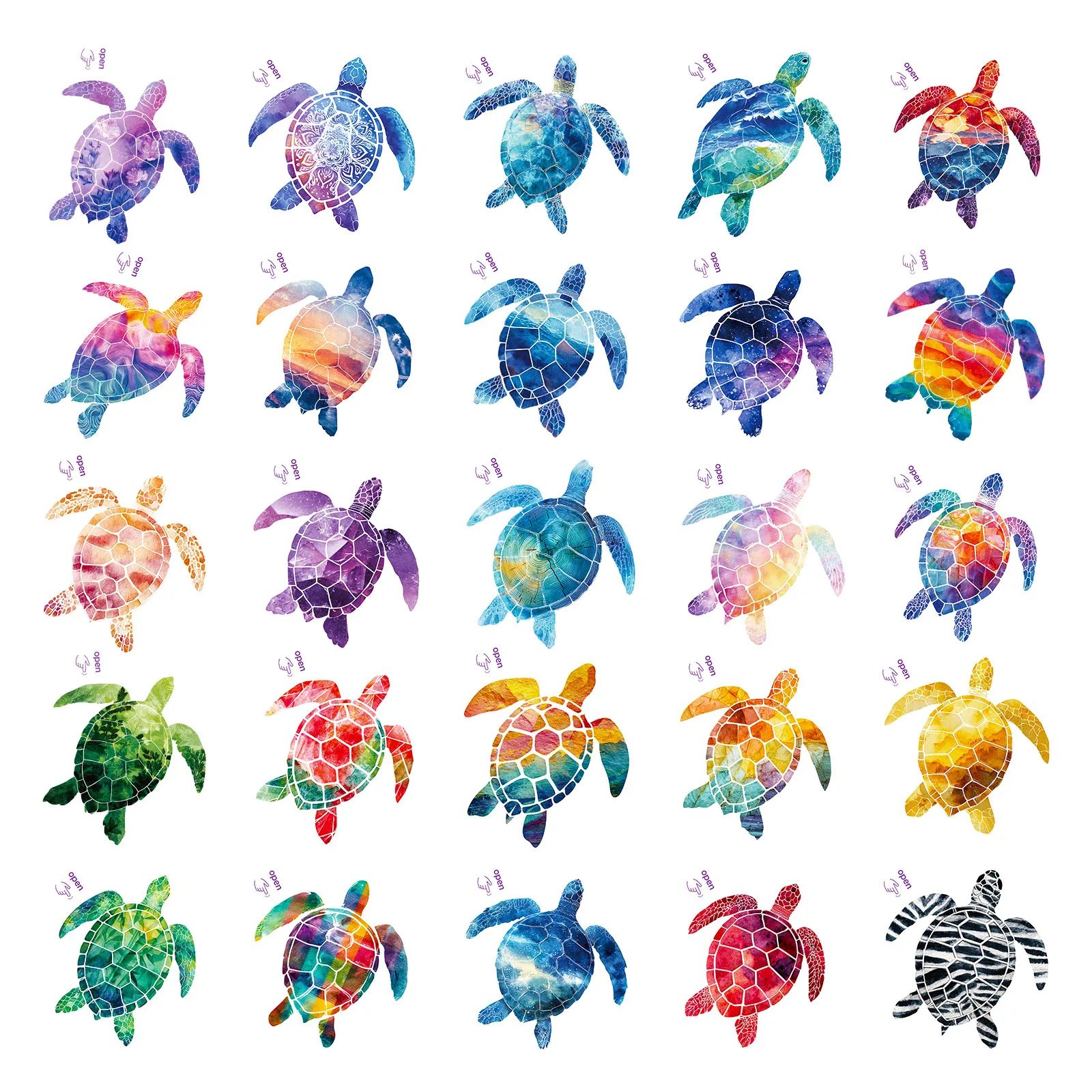10/50 قطعة جديد السلاحف البحرية اللون الكتابة على الجدران ملصقات الإبداعية الحيوان الكرتون مائي DIY بها بنفسك الأمتعة الهاتف الغيتار سجل القصاصات ألعاب أطفال #5