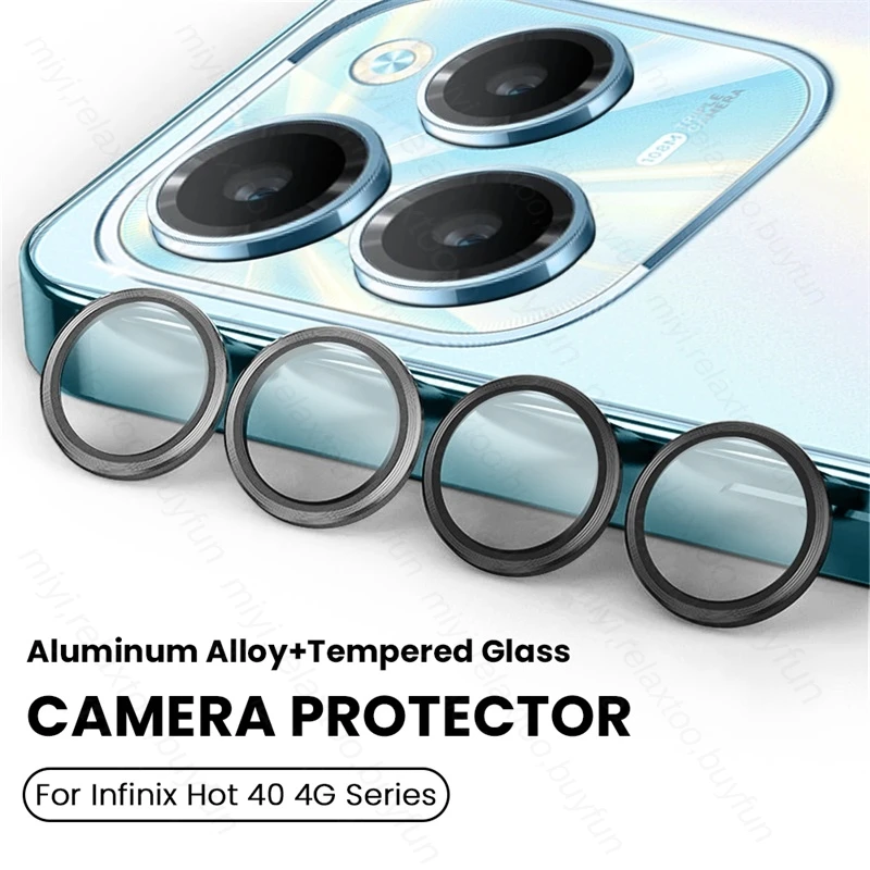 For Infinix Hot 40 Pro 4G Case Matel Ring Camera Protector On Hot40Pro Hot40 Hot 40Pro 40i Hot40i 4G 9D Tempered Glass Lens Cap