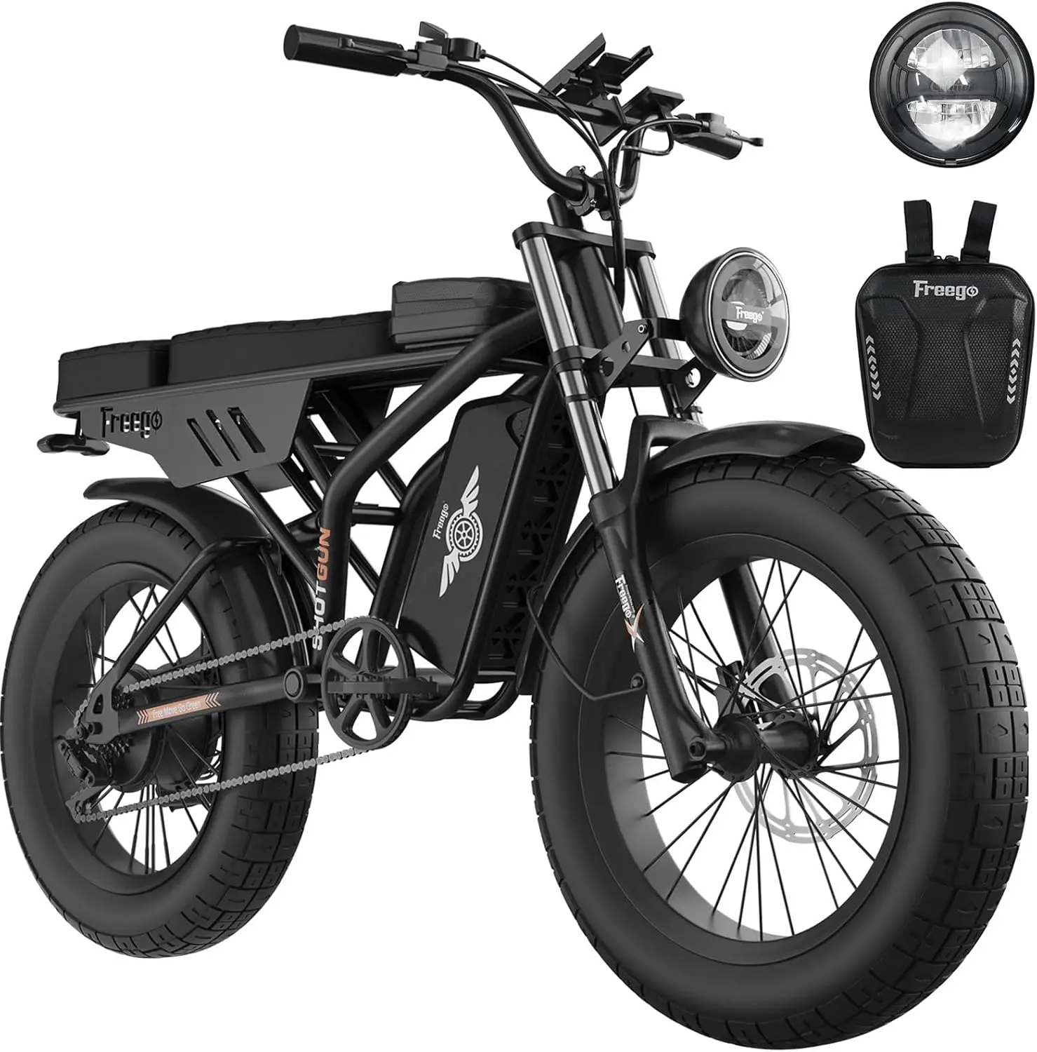 

【2 Year Warranty 】Freego Electric Dirt Bike 20x4.0 Fat Tires Off Road Electric Bicycles with Removable Battery E-Bike UL 2849