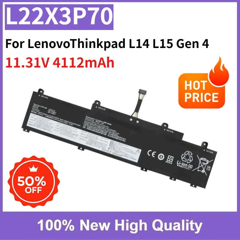 L22X3P70 L22M3P70 L22B3P70 Battery 11.31V 4112mAh for LenovoThinkpad L14 L15 Gen 4 Series High Quality