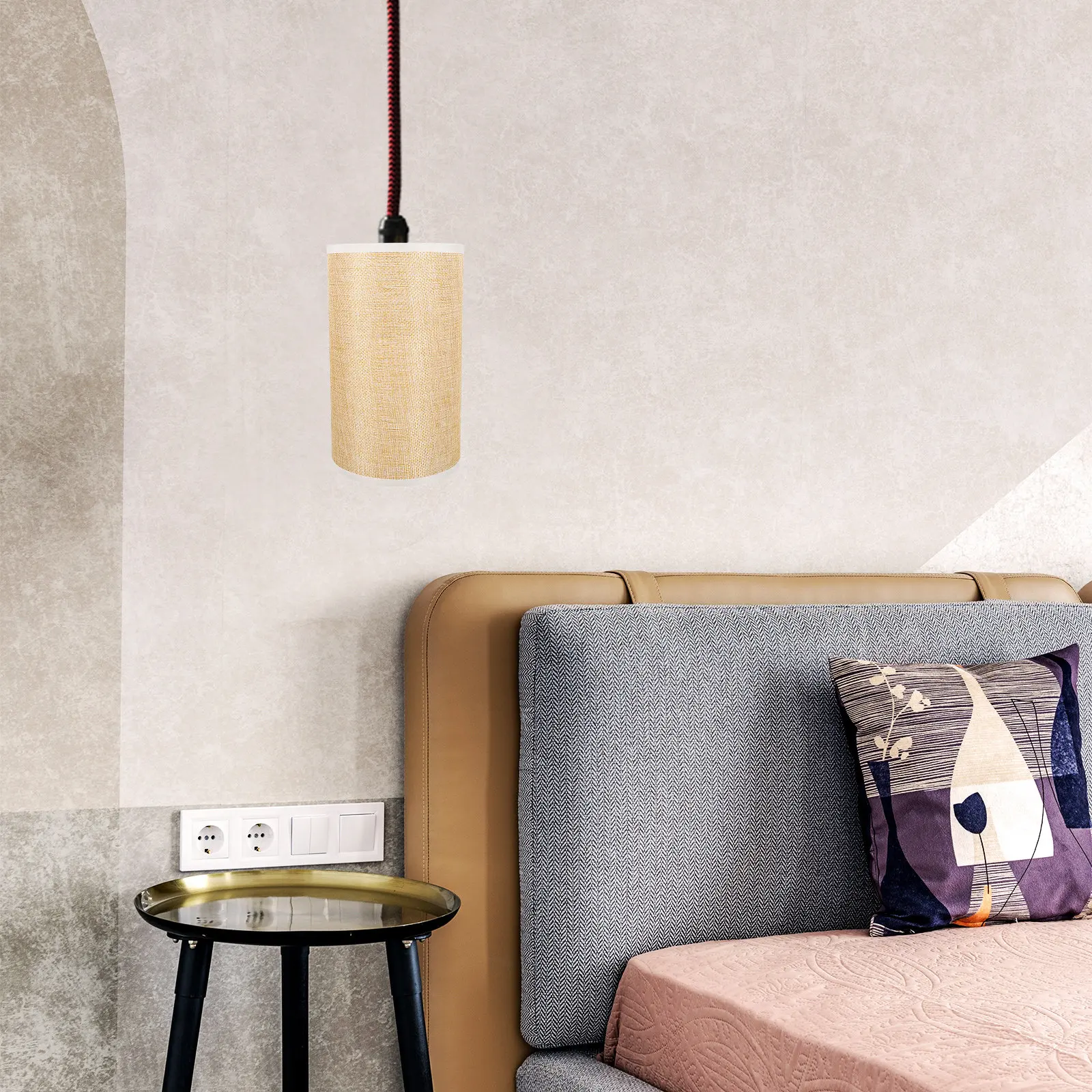 1Pcs Linen Cloth Lampshade Fine Workmanship Protective Ceiling Pendant Lamp Light Cover Hole Dia 42Mm Lamp Shade