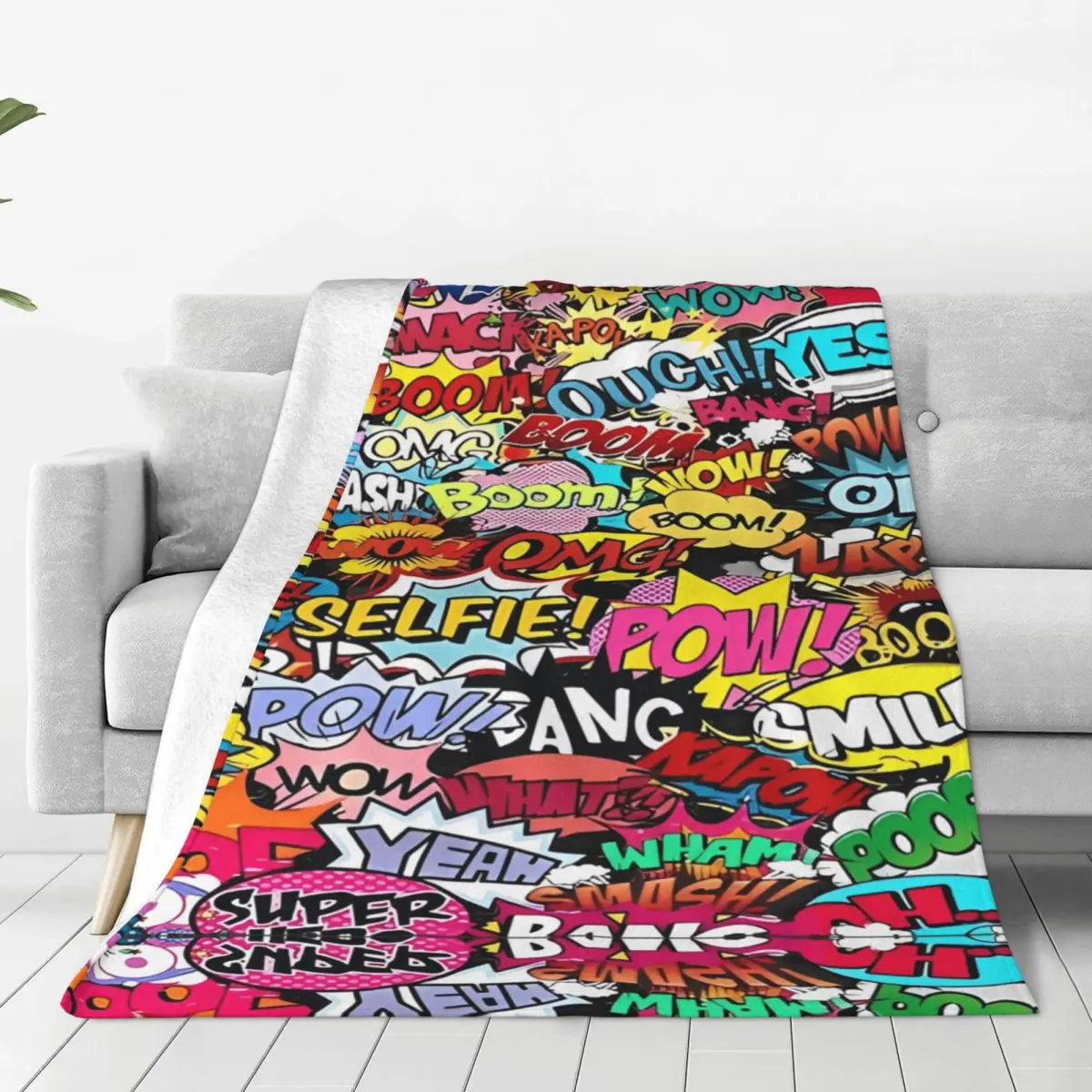 Comic Book Explosion Graffiti Art Pattern Flannel Blankets Throw Blanket for Living Room Camping Print Bedspread Sofa Bed Cover