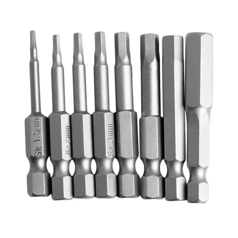 8pcs Magnetic Hex Head Screwdriver Bits 50/100mm 1/4" Hex Shank Allen-Wrench Drill Bits Set H1.5/H2-H2.5/H3/H4/H5/H6/H8
