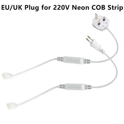 EU/UK Power Plug for AC 220V 110V 288LEDs/m No Wire Soft Silicone Tube Neon COB Strip Lighting Transformer Power Supply Adapter