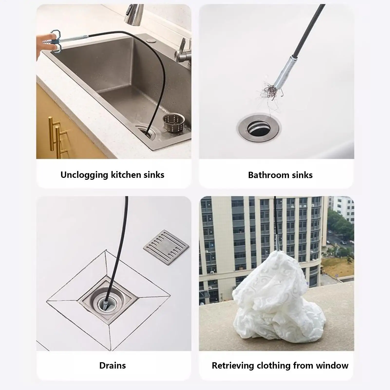 4-مخلب استنزاف الأفعى الثقيلة دوامة الأنابيب Unclogger أداة مرنة للشعر والشحوم، بالوعة دش المرحاض حوض الاستحمام وخط الصرف الصحي