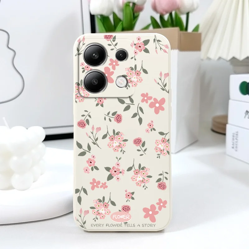 Floral Scent Phone Case For Xiaomi Redmi Note 14 13 12 12S 11 11S 10 10S 9 9S Pro Plus 4G 5G Liquid Silicone Cover