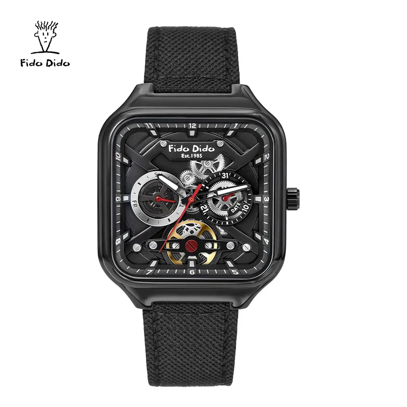 Fido Dido Unisex Quartz Watch for Students 50M Waterproof Luminous Calendar Casual Sport Nylon Strap Wristwatch