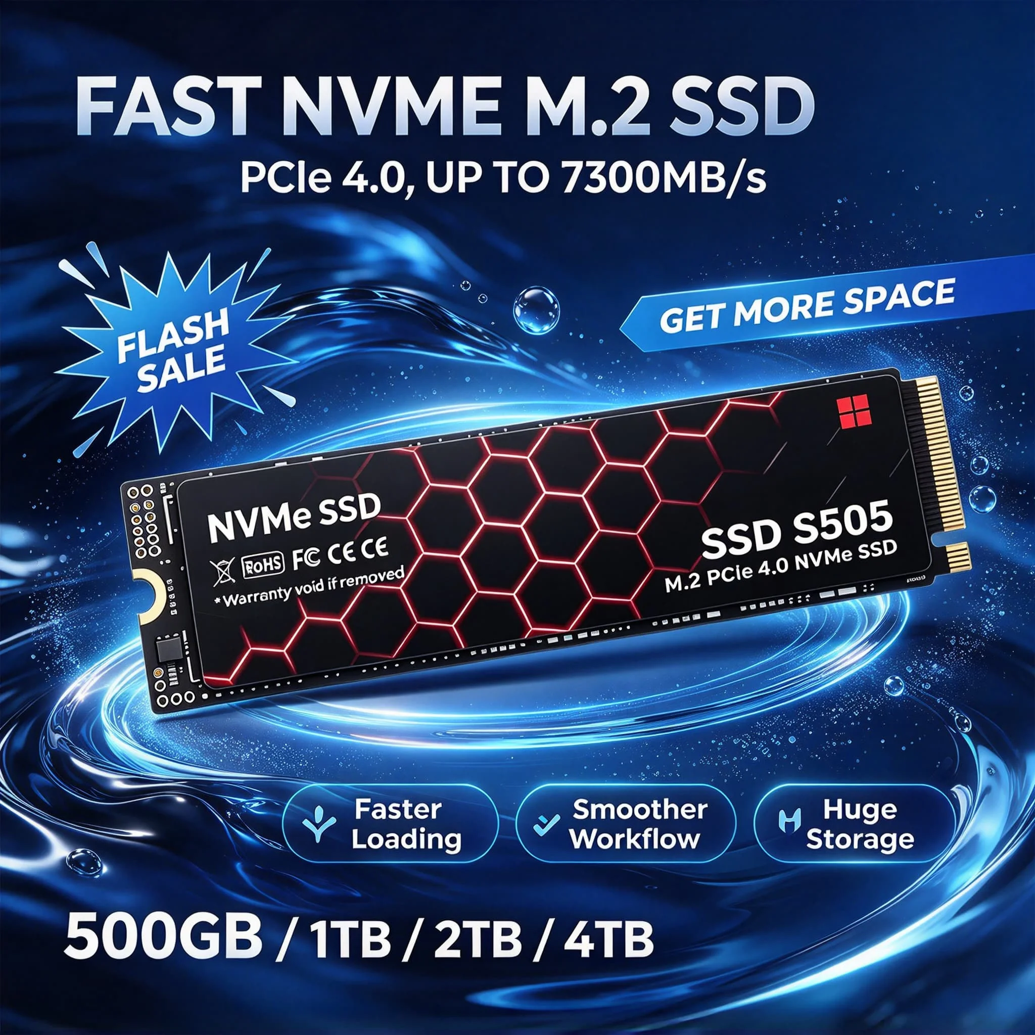 New S505 500GB 1TB 2TB 4TB M.2 NVMe PCIe 4.0 SSD Internal Solid State Disk for Laptop Desktop PC Max Pro Ultra Daily Data Backup