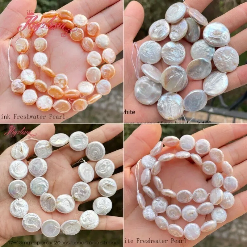 Natural Freshwater Pearl Coin Buttons Stone Beads Strand 15 Inches for DIY Charm Jewelry Making Necklace Bracelet Free shipping