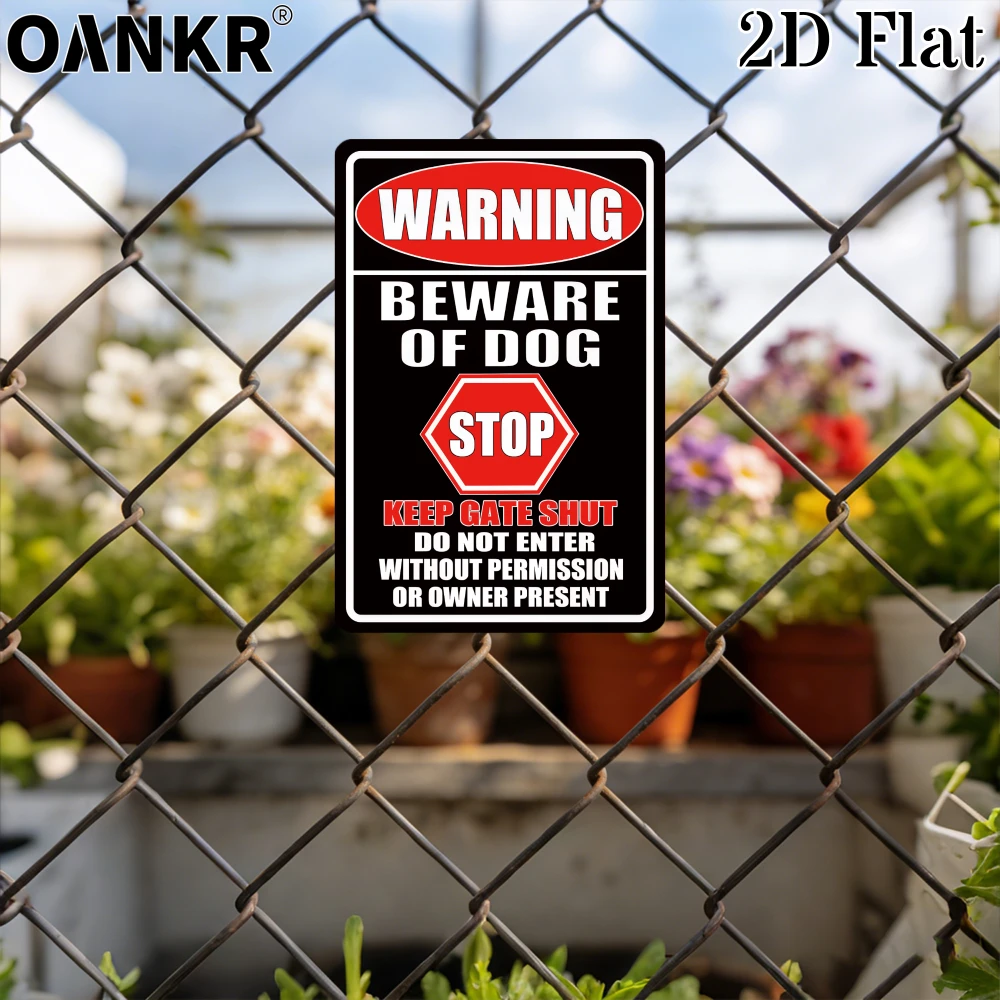 Vintage Warning Beware Of Dog Metal Tin Sign, Ideal Gift Chic Stop Keep Gate Shut Do Not Enter Without Permission Metal Signs