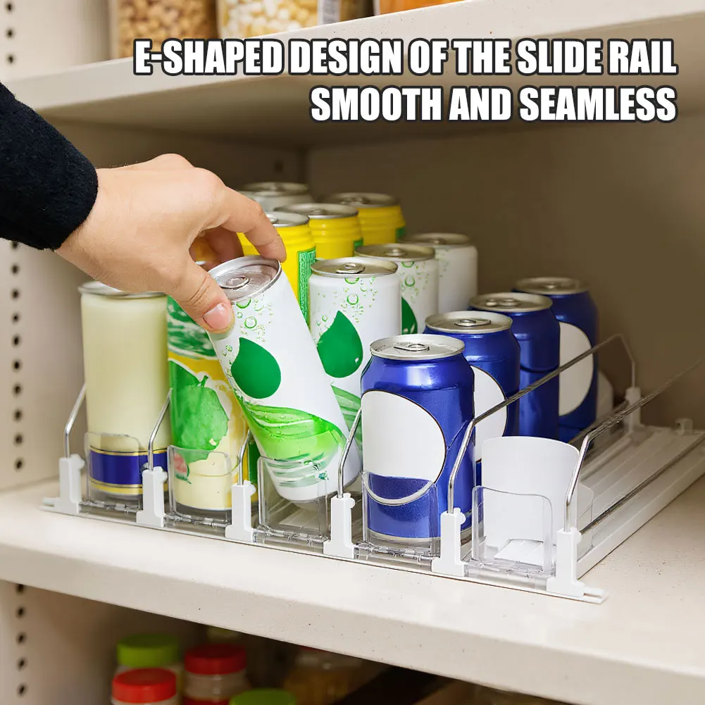Drink Dispenser Automatic Pusher Glide Soda Can Dispenser Self-Pushing Beer Bottle Beverage Organizer Drink Holder for Fridge