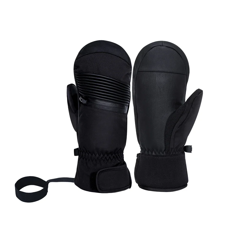 

Черные двухслойные лыжные перчатки в стиле аккордеона, зимние зимние перчатки с водонепроницаемыми и износостойкими