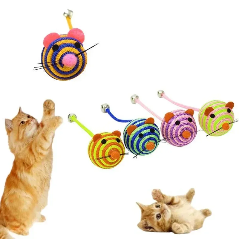 Pet Cat Toys Bell Sound Interactive To Relieve Boredom Cute and Fun Cat Toy Mouse Shape 4cm Pet Supplies(Random Color)