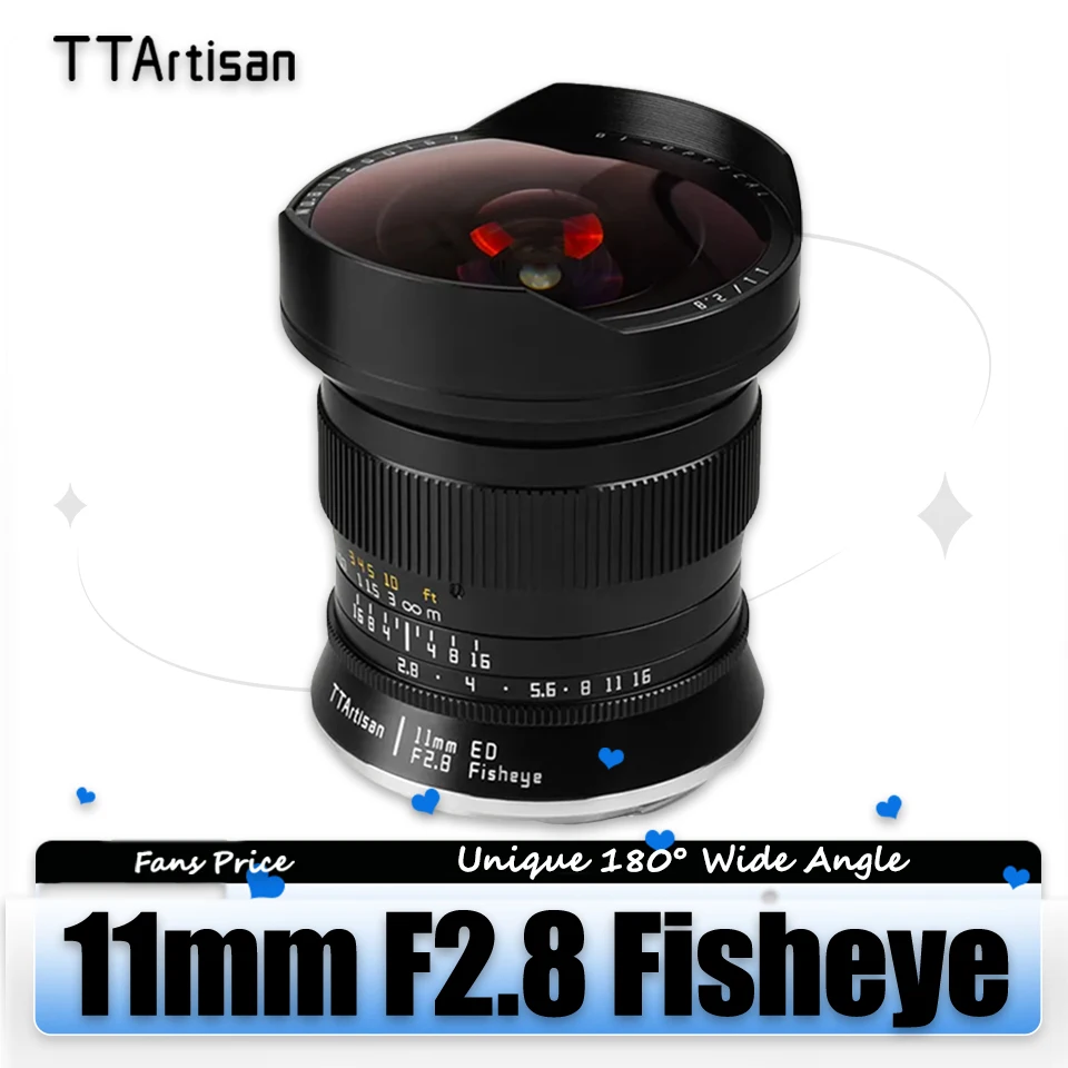 

TTArtisan 11mm F2.8 Full Frame MF Fisheye DSLR Camera Lens Photography for Canon EOS-1D X Mark III EOS 5D Nikon D6 D850 D780 F