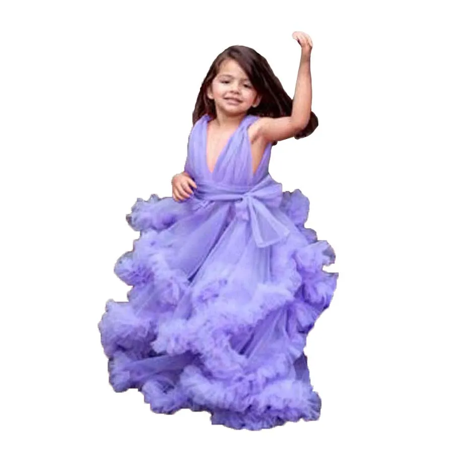 

Fluffy Flower Girl Dress Ball Gown Tiered Tulle Mother and Daughter Dress for Wedding Photography Customized Kids Party Dress