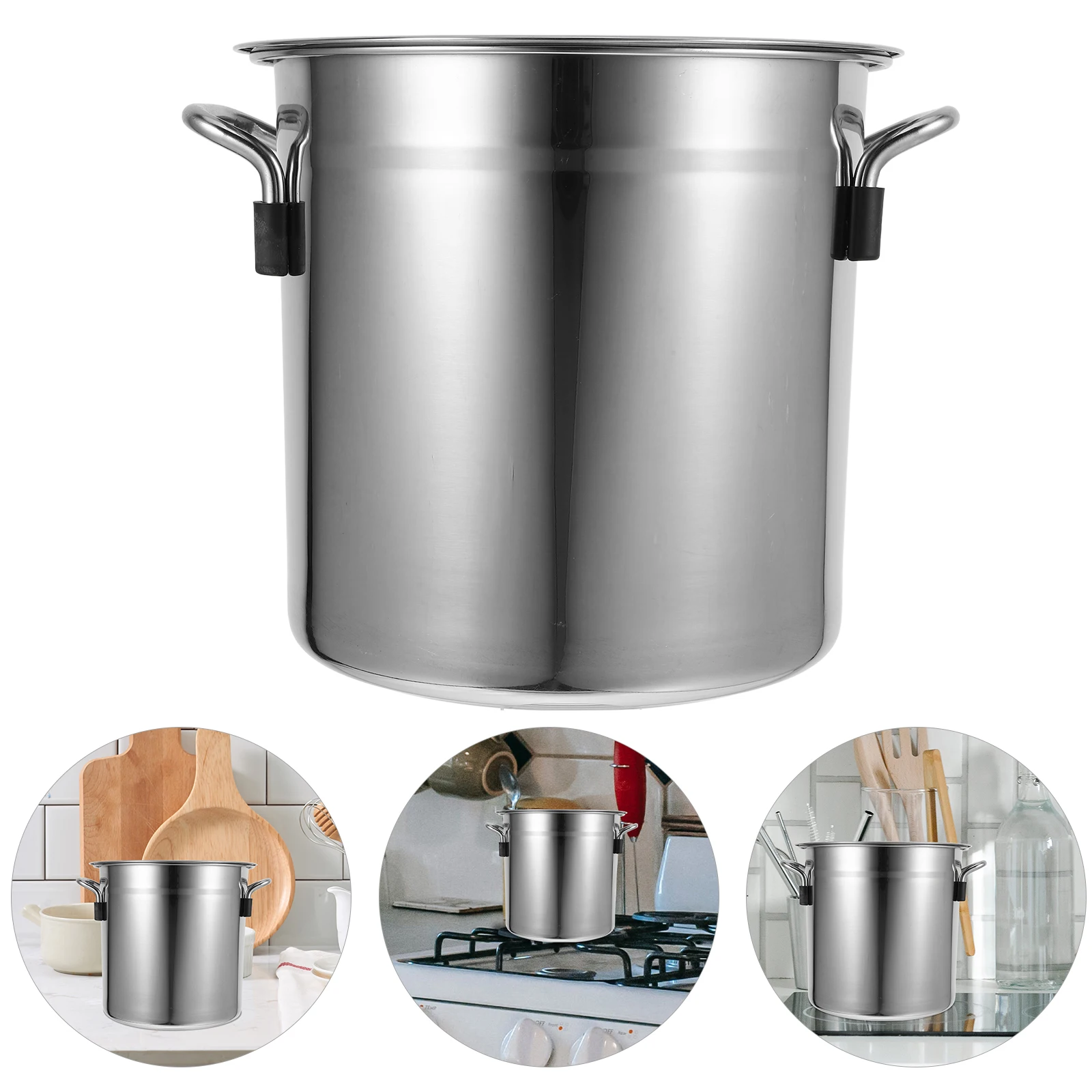 

Stainless Steel Soup Bucket Pot Large Capacity Stockpot Lid Pots Deep Stew Ramen Saucepan Versatile Kitchen Use Safe Anti