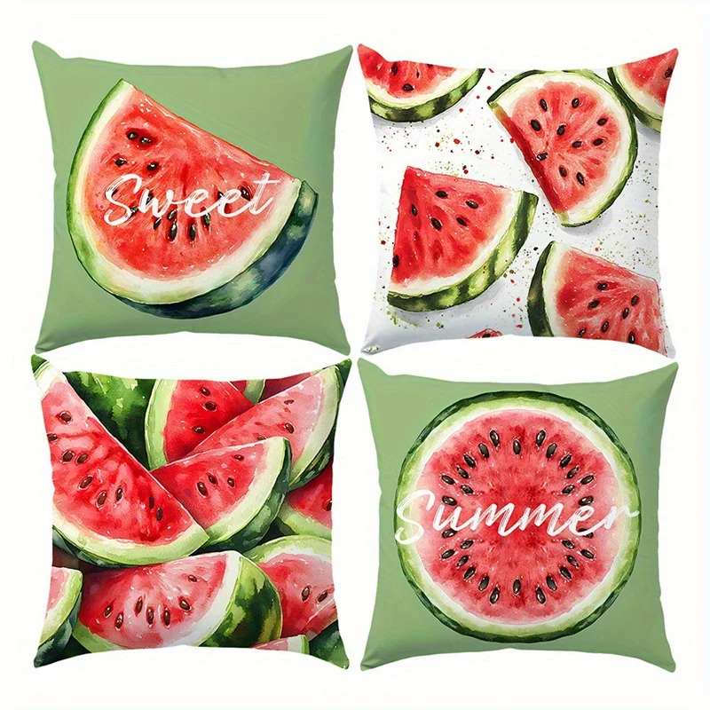 Sweet Watermelon Slices Pattern Double-sided Printed pillow cover Short plush Suitable living rooms sofas throw cushion cover