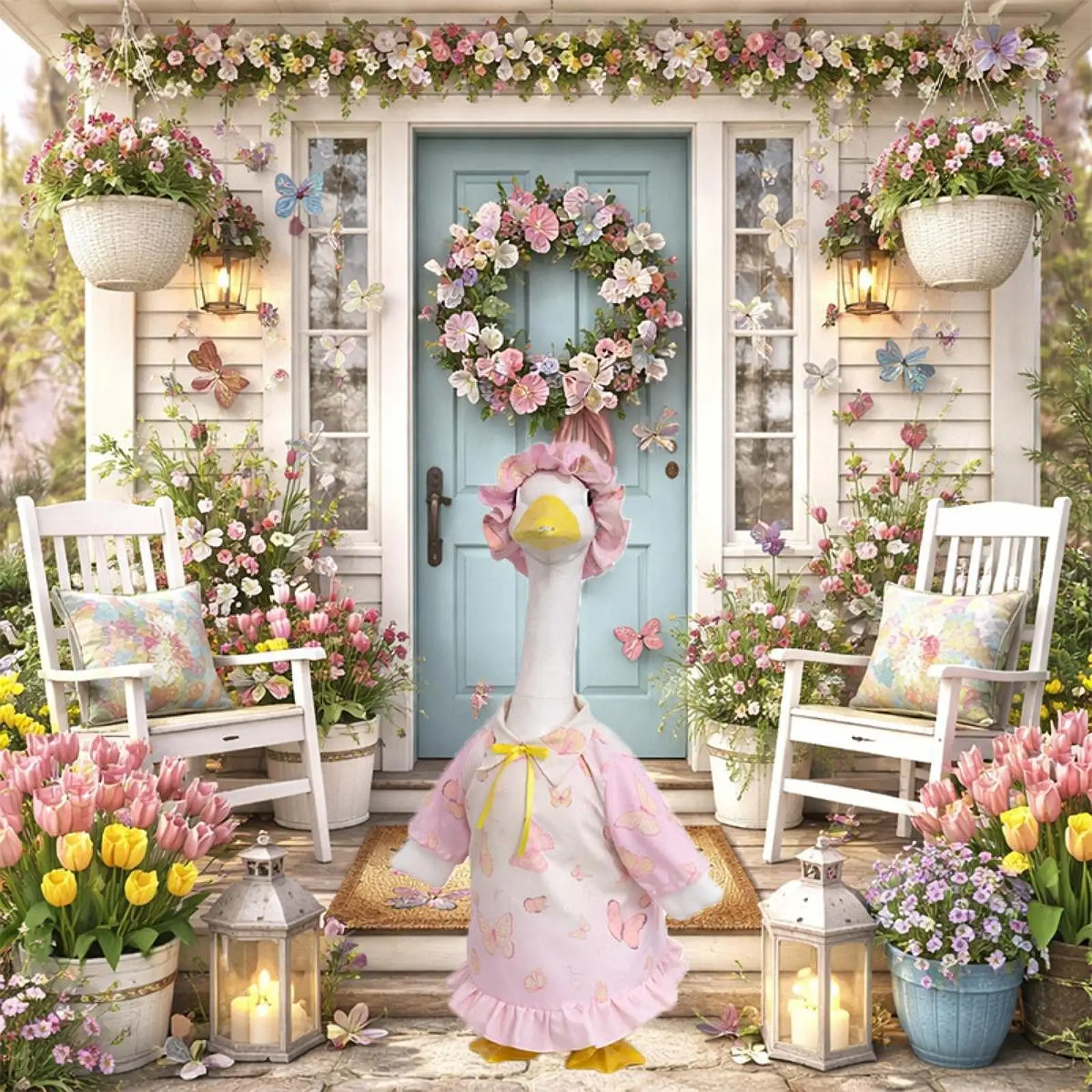 Porch Goose Outfit Pink Skirt Goose Costume for Yard Lawn Outdoor Garden Animal Decoration Props