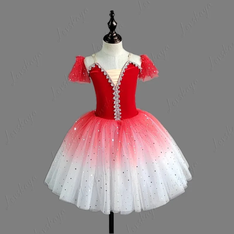 Children's Ballet Dance Costume - Puffball Chiffon Skirt - Ballet Long Dress - Competition Performance Outfit