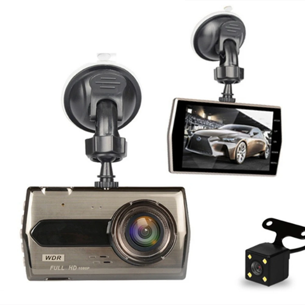 4-Inch IPS HD Wide-Angle 6E Driving Recorder Double Recording 1080P Non-Light Night Vision Car Driving Recorder F