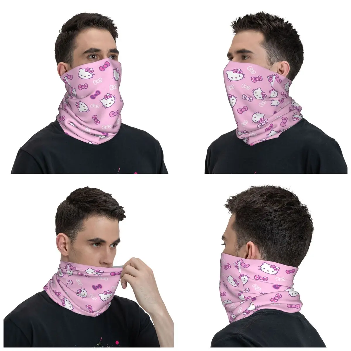 Hello Kitty Bandana masker sepeda, masker taktis penghangat leher cetak Balaclava olahraga luar ruangan Anti-UV