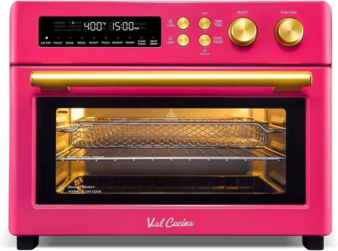 26.3 QT Limited Edition Happy Pink Infrared Heating Air Fryer Toaster Oven, Large Countertop Convection Oven 10-in-1 Combo, 6-Sl