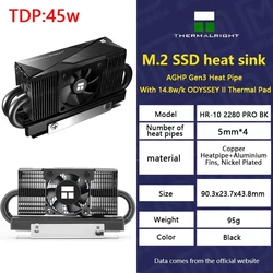 Thermalright HR-10 2280 PRO Solid State Drive Cooler 4 Heat Pipe Vest For PCI-E5.0 M.2 SSD Heat Sink With 3010 4PIN PWM Fan