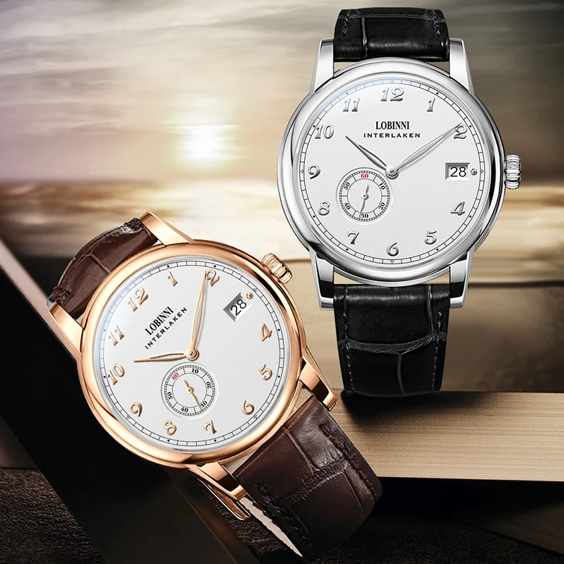 Reloj Automático Lobinni para hombre, reloj de pulsera mecánico Vintage de 40mm, ultrafino, resistente al agua hasta 50m, espejo de zafiro, Mini Rotor Hangzhou8000