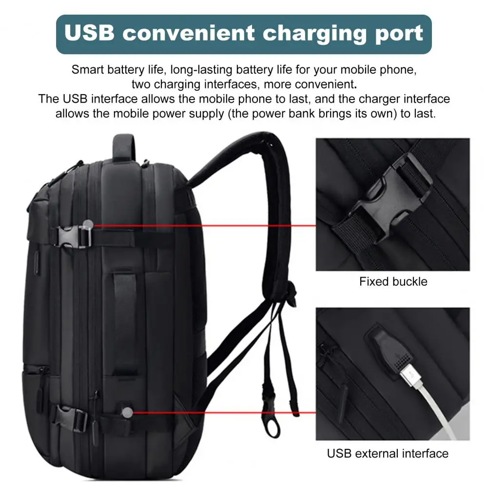 Travel Backpack Expandable Laptop Bag USB Charging Anti Theft Lock Waterproof Wet Dry Separation Weekender Carry On Business