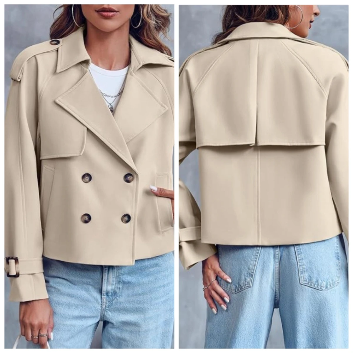 Vintage Trench Coat - Женский винтажный укороченный тренч для весны
