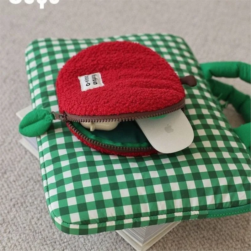 Ins Style coréen mignon Apple Plaid pochette d'ordinateur MacBook Air 13 étui sac à main tablette ordinateur accessoire stockage Portable sac pour ordinateur Portable