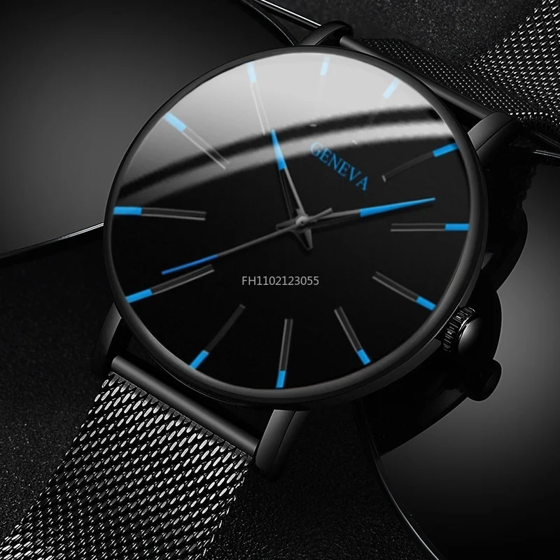 Men\'s Fashion Minimalist Ultra Thin Watches for Men Simple Business Stainless Steel Mesh Belt Quartz Watch Relogio Masculino