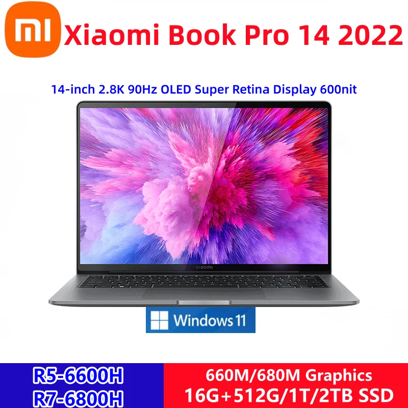 Xiaomi Book Pro 14 2022 Laptop Amd Ryzen R5 6600H/R7 6800H 16G + 512G/1T/2T 660M/680M Afbeeldingen 2.8K 90Hz 14Inch Oled Mi notitieboek