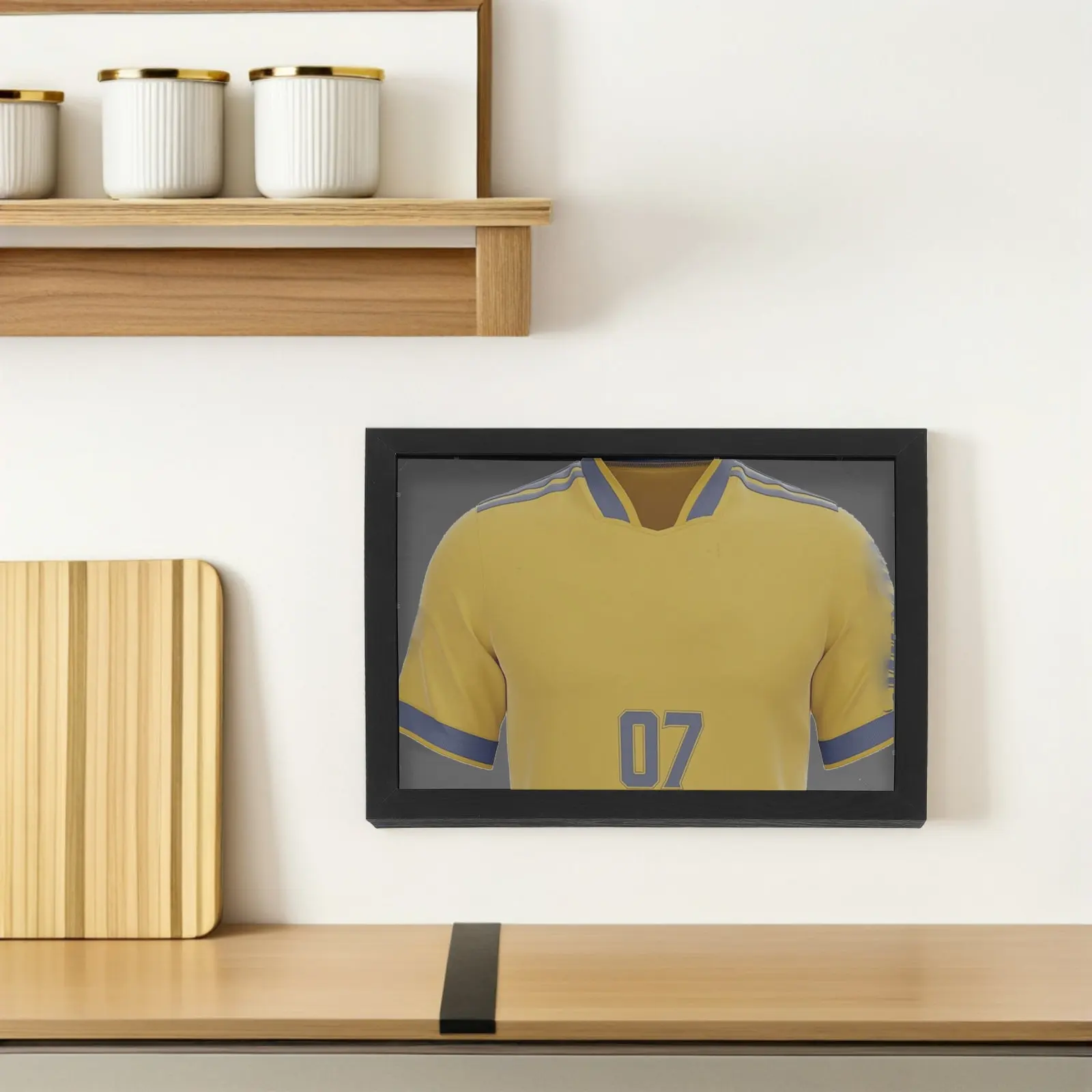 Wood Sports Jersey Display Frame with Protective Cover for Football, Soccer, Basketball, Baseball, T-Shirts