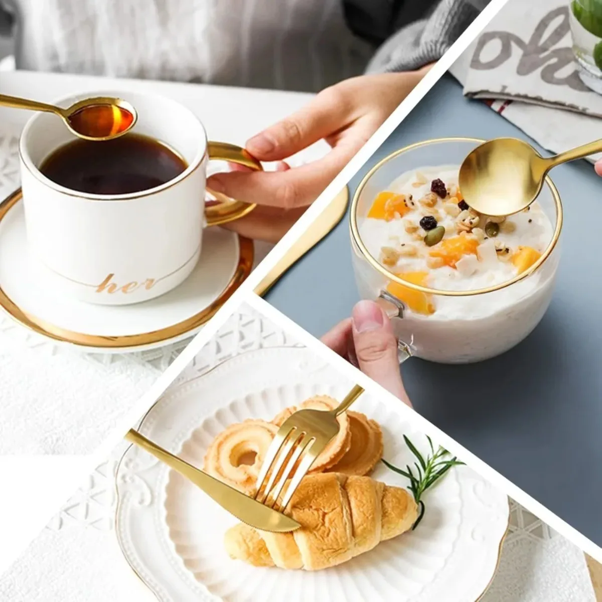 مجموعة أدوات المائدة الفضية 24 قطعة مجموعة أدوات مائدة من الفولاذ المقاوم للصدأ أدوات مائدة منزلية شوك وملاعق خدمة الضروريات اليومية لـ 6 #5