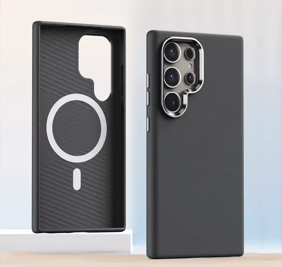 

Leather Case for Samsung Galaxy S25 S24 Plus Ultra for Magsafe Wireless Charging Built-in Magnet Protectio Luxury Cover