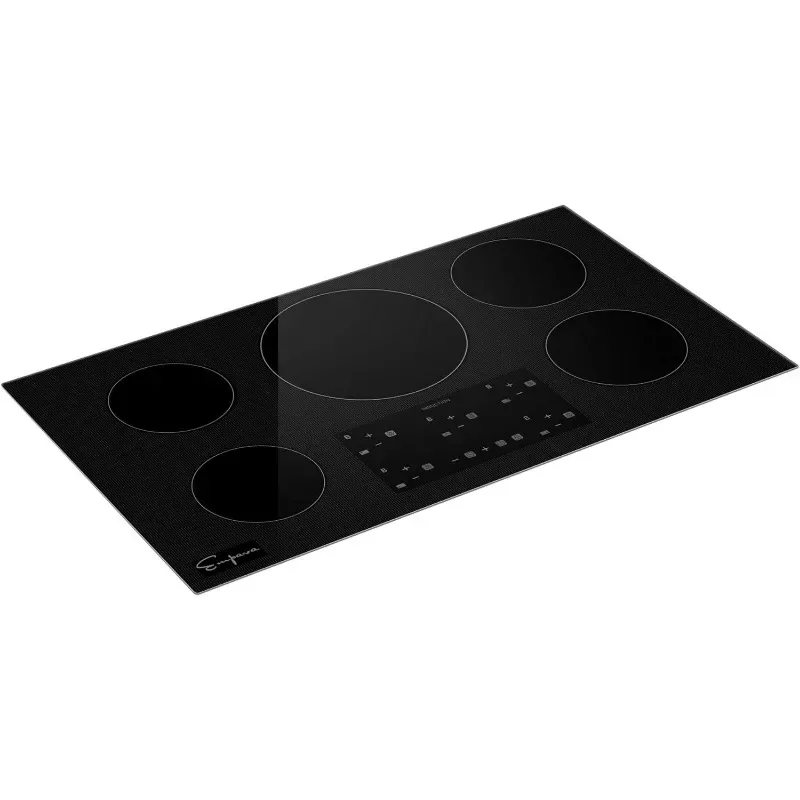 36 Inch Electric Stove Induction Cooktop with 5 Power Boost Burners Smooth Surface Vitro Ceramic Glass in Black 240V