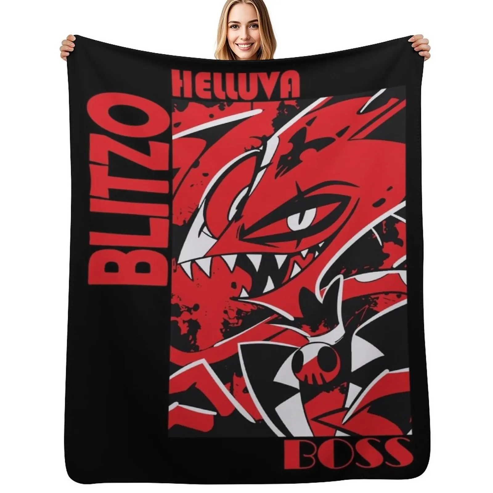 

Helluva Boss Blitzo Throw Blanket Soft Cute Plaid Heavy Blanket