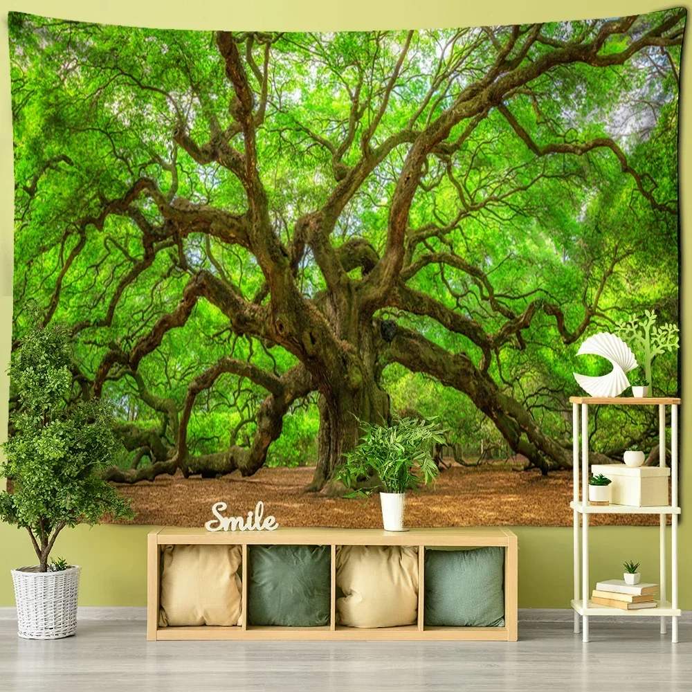 Tropical Rainforest Green Forest Tapestry Wall Hanging Natural Scenery Background Home Room Living Room Aestheticism Decorations